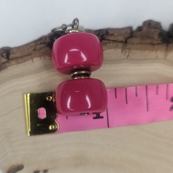 Premier Designs Lipstick Hot Pink Disc Beaded Earrings NWT Retail $22 - Picture 7 of 7